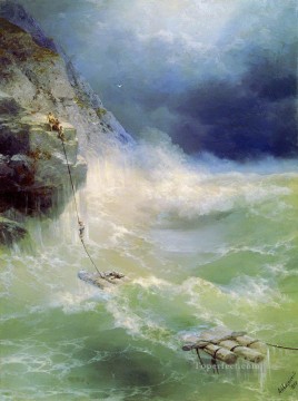 surf survivor 1897 Romantic Ivan Aivazovsky Russian Oil Paintings